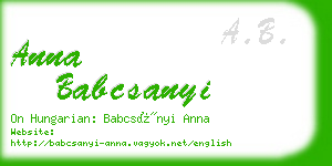 anna babcsanyi business card